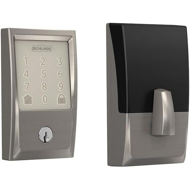 image:imageSchlage Residential BE489WBCCEN619 Century Encode Smart WiFi Deadbolt with 12351 Latch and 10116 Strike Satin Nickel Finish
