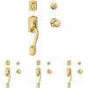 image:imageSCHLAGE Camelot Single Cylinder Handleset and Georgian Knob Bright Brass F60 CAM 605 GEO Pack of 4Pack of 4