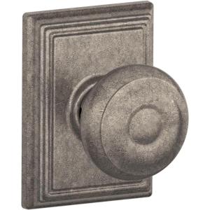 Schlage F51A GEO 622 Georgian Door Knob, Keyed Entry Lock, Matte Black(Distressed Nickel)