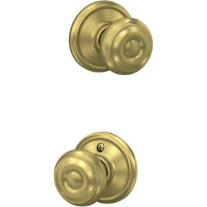 Schlage F51A GEO 622 Georgian Door Knob, Keyed Entry Lock, Matte Black(Satin Brass)