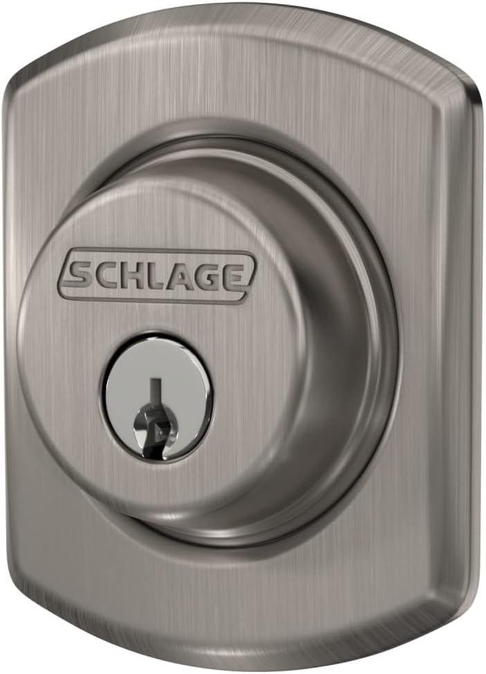 image:imageSCHLAGE Single Cylinder Deadbolt with Greenwich Trim Satin Nickel B60 N GRW 619