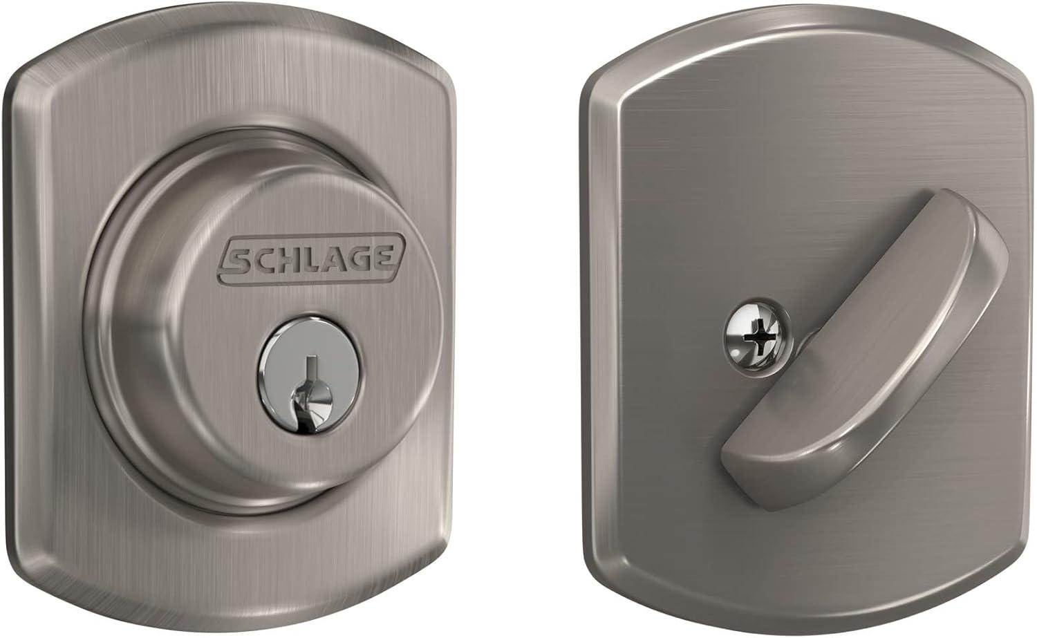 image:imageSCHLAGE Single Cylinder Deadbolt with Greenwich Trim Satin Nickel B60 N GRW 619