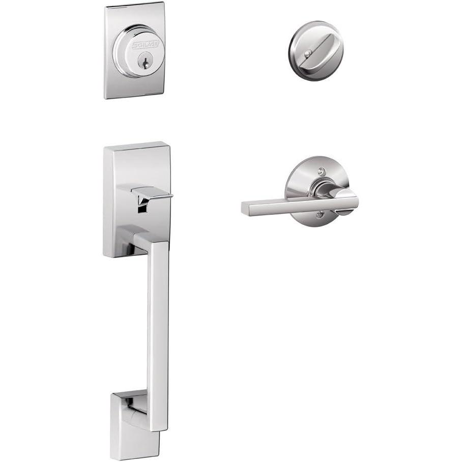 image:imageSCHLAGE Century Single Cylinder Handleset and Latitude Lever Aged Bronze F60 CEN 716 LATBright Chrome