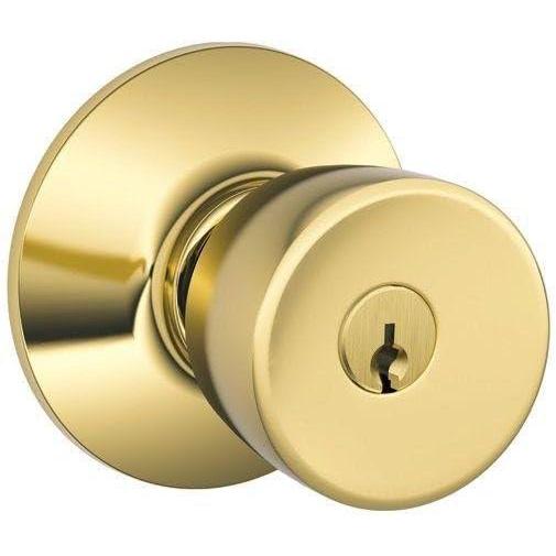image:imageSCHLAGE F51A BEL 505 605 Bell Knob Keyed Entry Lock Bright Brass