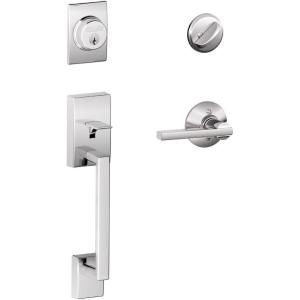 SCHLAGE Century Single Cylinder Handleset and Latitude Lever, Aged Bronze (F60 CEN 716 LAT)(Bright Chrome)