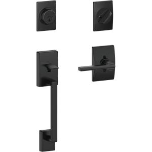 SCHLAGE Century Single Cylinder Handleset and Latitude Lever, Aged Bronze (F60 CEN 716 LAT)(Matte Black)