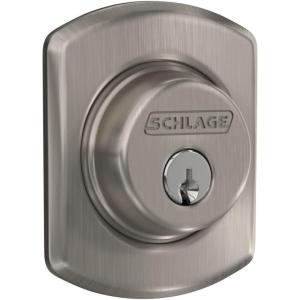 SCHLAGE Single Cylinder Deadbolt with Greenwich Trim, Satin Nickel (B60 N GRW 619)