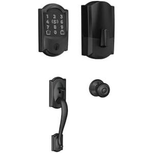Schlage Encode Plus Wi-Fi Smart Lock with Camelot Handleset Entry Set for Front Door, Unlock with Apple Watch, Matte Black