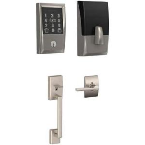 Schlage Encode Plus Wi-Fi Smart Lock with Century Handleset Entry Set for Front Door, Unlock with Apple Watch, Satin Nickel