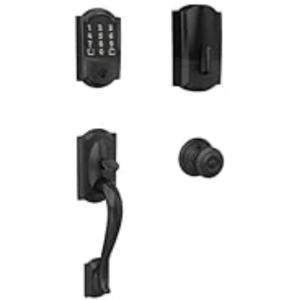 Schlage Encode Wi-Fi Smart Lock with Camelot Handleset Entry Set for Front Door, Matte Black