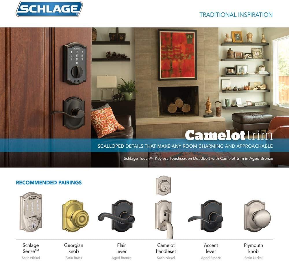 image:imageSchlage FE365CAM619GEO Schlage FE365CAMGEO Camelot Electronic Handleset with Georgian Knob