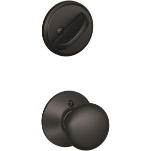 Schlage F59 PLY 622 Plymouth Interior Knob with Deadbolt, Matte Black (Interior Half Only)