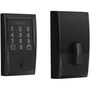 Schlage Residential BE489WBCCEN622 Century Encode Smart WiFi Touchscreen Deadbolt C Keyway with 12351 Latch and 10116 Strike Matte Black Finish